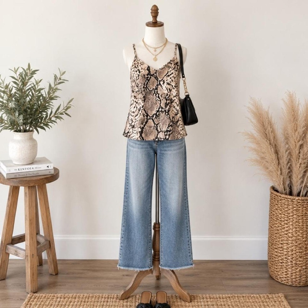 Hayden Los Angeles Snakeskin Print Cami Tank Top – Size Medium